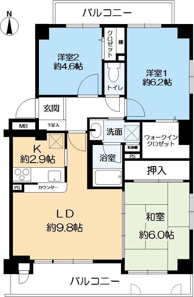 ディオレ新神戸A棟の間取り