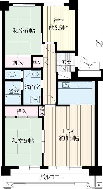 日当たり、眺望良好な南西向き、６階の角部屋