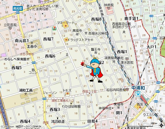 さいたま市桜区西堀２丁目の一戸建ての地図