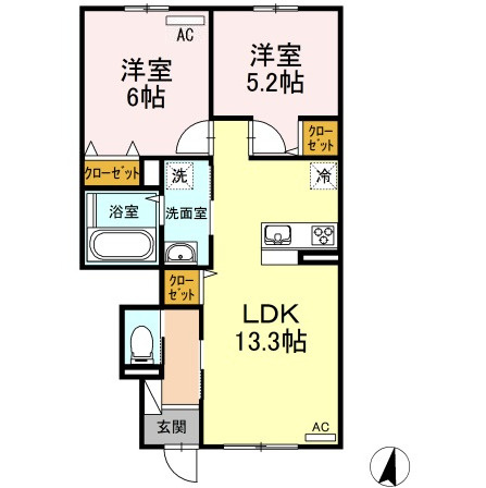 アロモントB棟の間取り