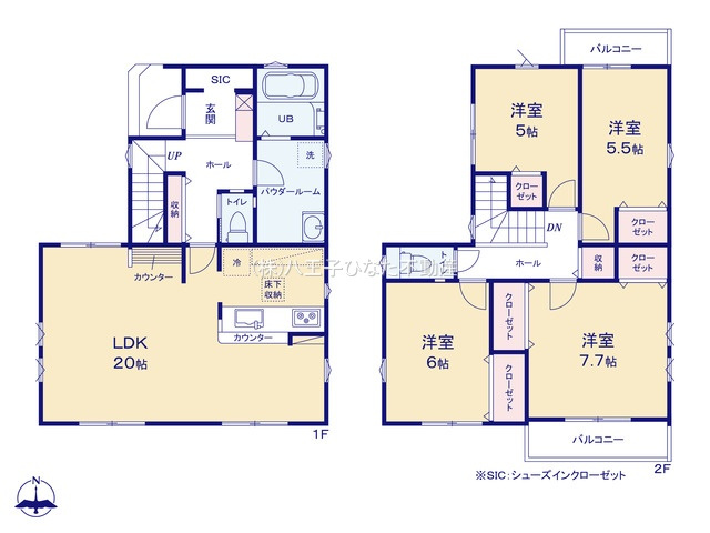 『八王子市新築戸建て』八王子市富士見町9-12【仲介手数料無料】　５期の間取り|～仲介手数料無料☆八王子ひなた不動産～八王子市富士見町　新築戸建て
