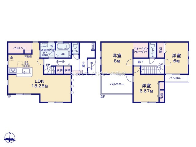 『八王子市新築戸建て』八王子市川口町1356-1【仲介手数料無料】　４６期の間取り|～仲介手数料無料☆八王子ひなた不動産～八王子市川口町　新築戸建て