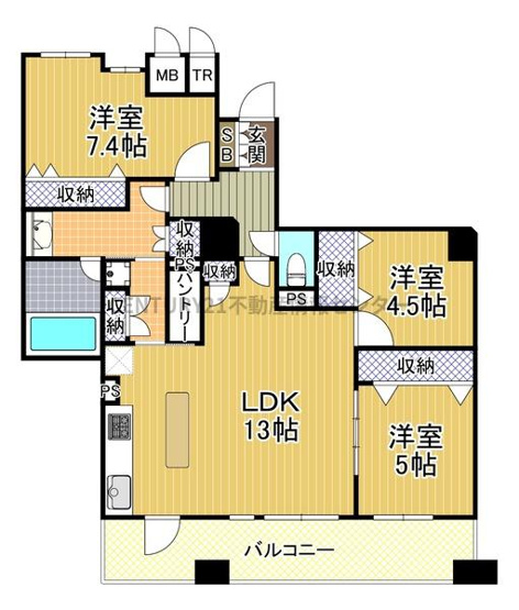 【間取り】 | キングスクエアランドレックスＣ棟 | 室内フルリノベーション済（令和７年７月完了）
食洗器、浴室乾燥機、ディスポーザー、床暖房など室内設備充実！