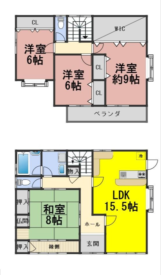 ６５４８３　羽島郡岐南町伏屋三丁目中古戸建ての間取り