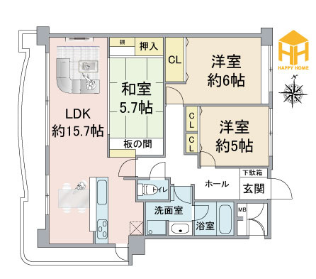 グラン・フェルティ甲東園の間取り|※現況と図面が異なる場合現況を優先いたします。
