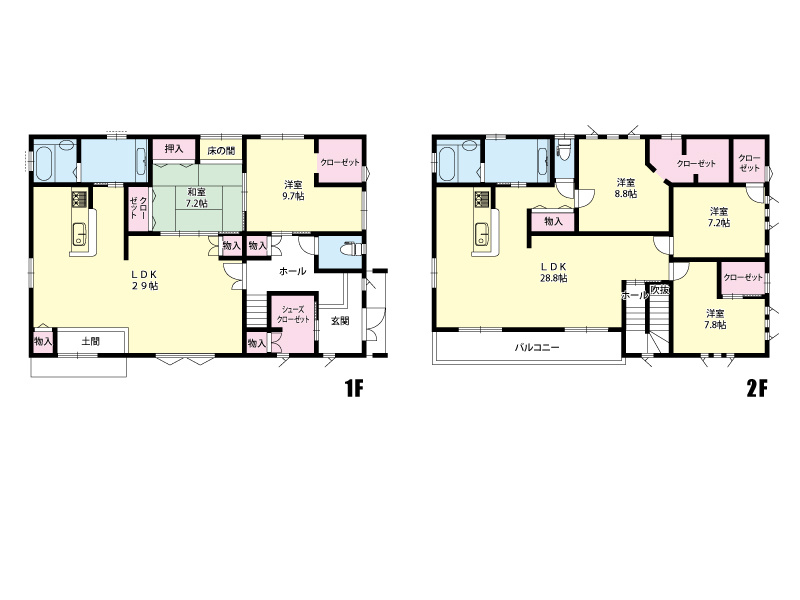 越谷市野島の間取り|敷地面積386.76㎡(116.99坪)、建物面積243.50㎡(73.51坪)　間取り5LLDDK