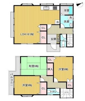 【間取り】 | 南区東大沼1丁目 中古戸建て | 南向き　2階建て 3LDK　全居室6帖以上　和室　