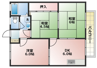 【間取り】 | ハイツタケナカ　Ｂ棟 | 間取り
