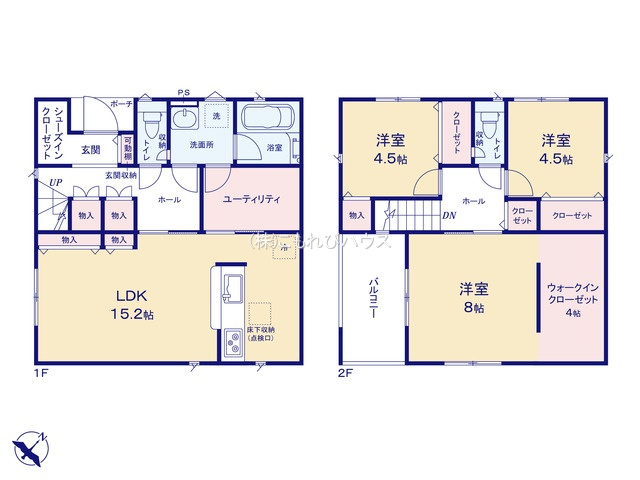 上尾市上尾下　第1　2期　新築一戸建て　クレイドルガーデン　06の間取り|上尾市上尾下　第1　2期　新築一戸建て　クレイドルガーデン　06、3LDK、土地面積121.04m2、建物面積95.58m2
