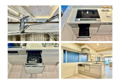 【キッチン】 | トーア南砂マンション | 【システムキッチン】ワイドで収納豊富な使い勝手の良いカウンターキッチンには、食洗器や伸縮タイプのキッチン水栓、三ツ口コンロ・魚焼きグリルなどの便利な設備が標準完備されています。