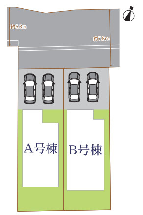 函南町塚本　新築戸建　全2棟　A棟　　の区画図