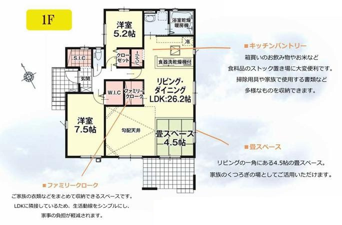 牛久市牛久町7期　新築戸建　1号棟の間取り