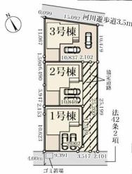 宮代町川端　新築一戸建て　01　リーブルガーデンの区画図|全３区画