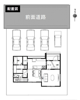 【その他】 | 大島小学校・郡山第六中学校区　郡山市富田町菱内　ウェルズホーム　No８ | 配置図　８号棟　駐車場スペース４台可能です♪