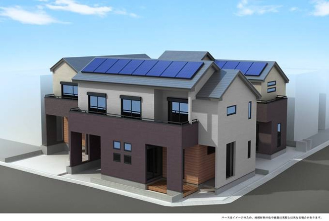 【外観パース】 | 練馬区豊玉南２丁目　新築戸建て　C号棟 | 気品と格調を演出する外観、街並みに溶け込む洗練された全3邸