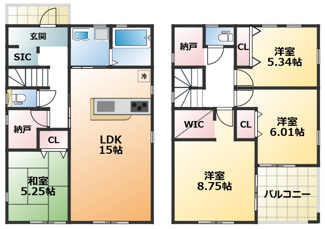 LiveleGarden.S第1下野大光寺 2号棟 【間取り】 | LiveleGarden.S第1下野大光寺 2号棟 | 南向きで陽当たりの良い間取りです