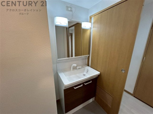 化粧品や洗顔料、歯ブラシなどの必需品をまとめて置ける収納スペースがあり、使用するたびに取り出す手間が省けます。また、水回りのため、濡れても大丈夫な素材が使用されており、お手入れが簡単です。