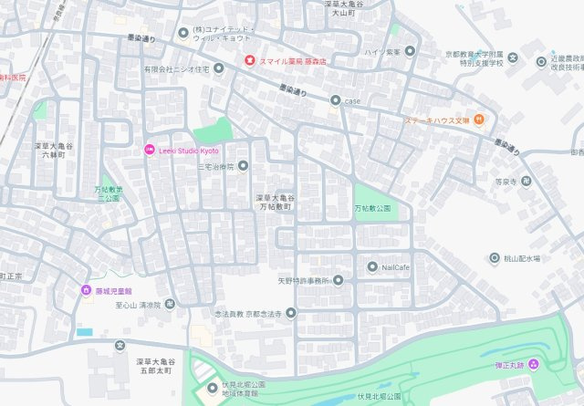 京都市伏見区深草大亀谷万帖敷町　第5期　新築一戸建ての地図