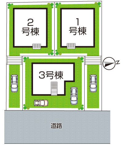 京都市伏見区深草大亀谷万帖敷町　第5期　新築一戸建ての区画図|全3区画