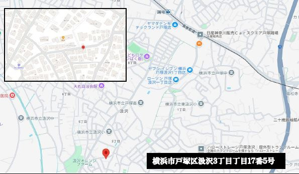 仲介手数料無料　横浜市戸塚区汲沢３丁目の地図