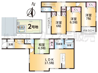 【間取り】 | 奈良市帝塚山3丁目の新築一戸建 全２区画 | ２号地間取図