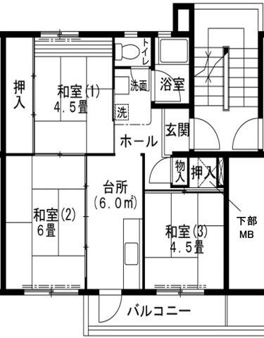 上高丸３Ｋの間取り