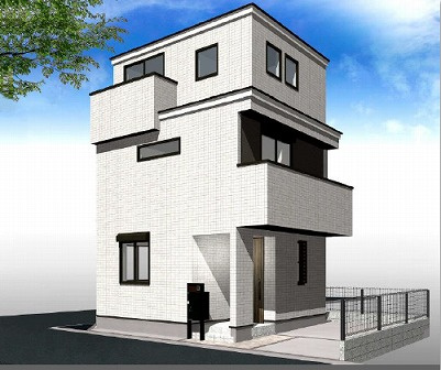 杉並区本天沼3丁目　整形角地　快適コンパクト邸宅の外観パース