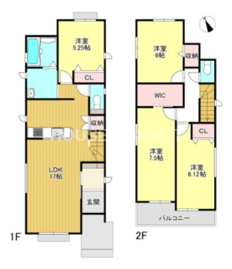 成田市郷部　新築戸建て　B号棟の間取り