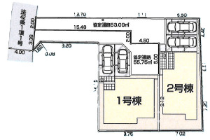 東武東上線霞ヶ関駅徒歩10分の区画図|カースペース2台分