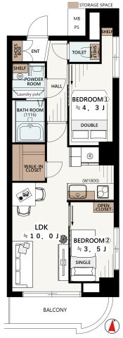 フォーラムインⅠ東京の間取り|2LDK