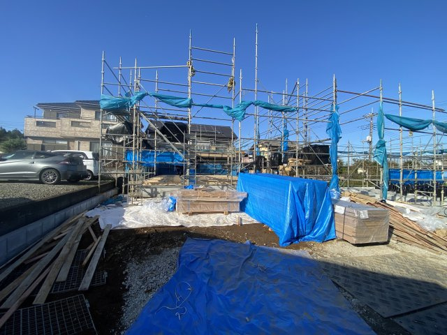 飯能市双柳・全2棟　新築一戸建　2号棟　～平屋住宅～の外観|基礎　2025年10月23日撮影
