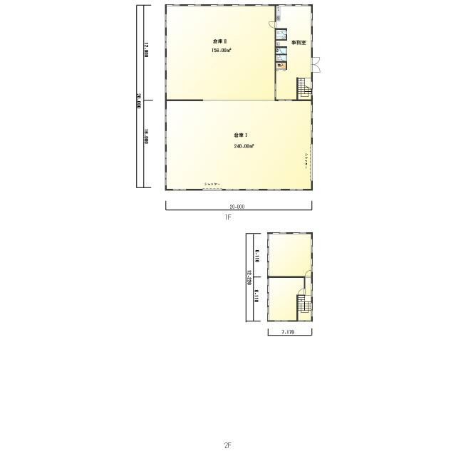 小山東間々田倉庫事務所1棟の区画図