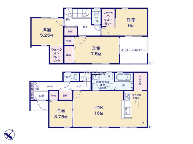 第1常総市東野原　新築戸建　1号棟の区画図