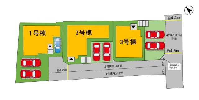 福岡市城南区友丘4丁目第1-3棟（2号棟）の区画図|配置図（2号棟）