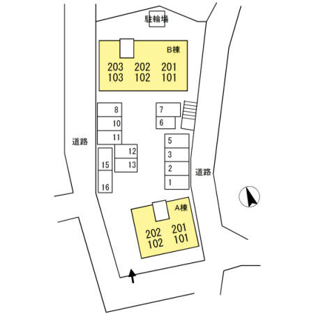 セジュール妙見 B棟の区画図