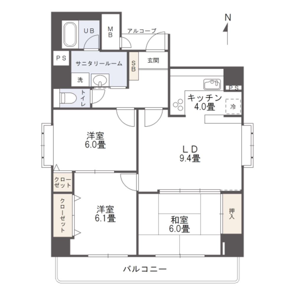 ロイヤルシティー日生の間取り|6階角部屋住居です♪