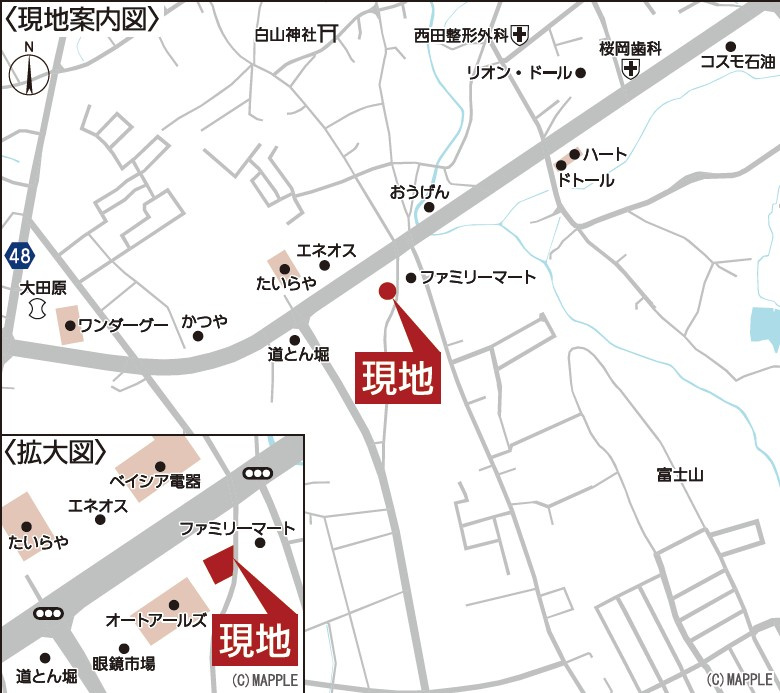新築戸建・建売　大田原市富士見第2　Cradle Garden　全3棟の地図|現地案内図