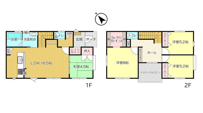 【間取り】 | 大泉町寄木戸　中古住宅 | 全居室南向きの明るい間取り♪
