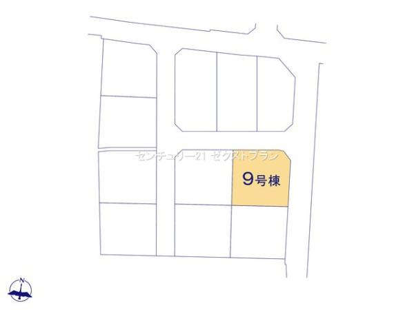 富岡市下高瀬 9号棟の区画図|区画図