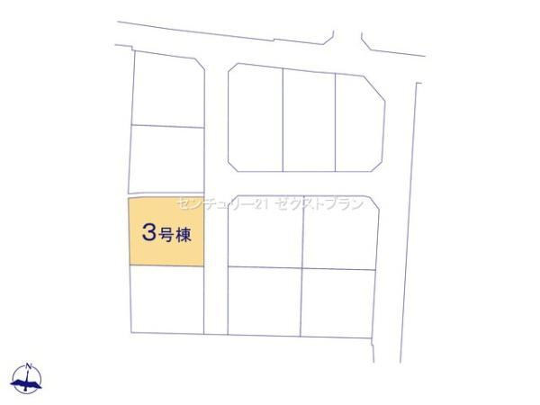 富岡市下高瀬 3号棟の区画図|区画図