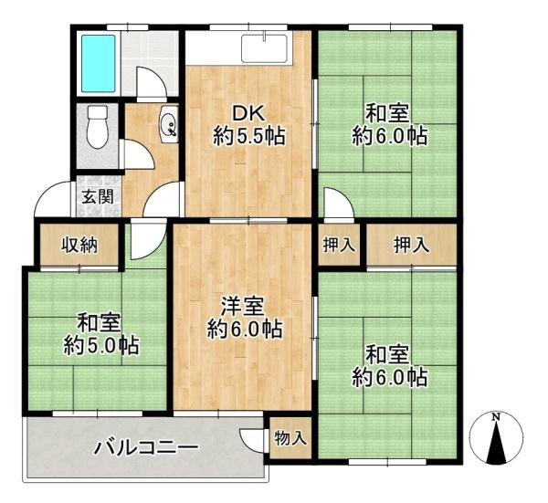 【間取り】 | 神陵台西住宅59号棟
