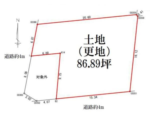 生駒郡斑鳩町龍田北１丁目の売地の土地図