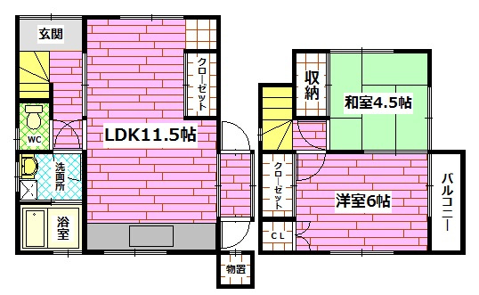 広島市安芸区畑賀１丁目の一戸建ての間取り