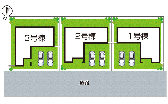 長浜市川崎町　新築一戸建ての区画図|全3区画