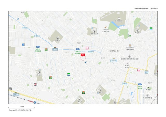 新発田市御幸町2丁目　売地の地図