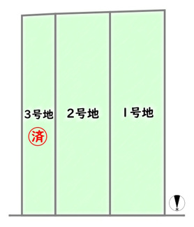 【区画図】 | 右京区嵯峨野有栖川町　建築条件なし | 《区画図》3区画分譲地：残り2区画