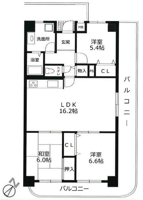 万葉ハイツの間取り
