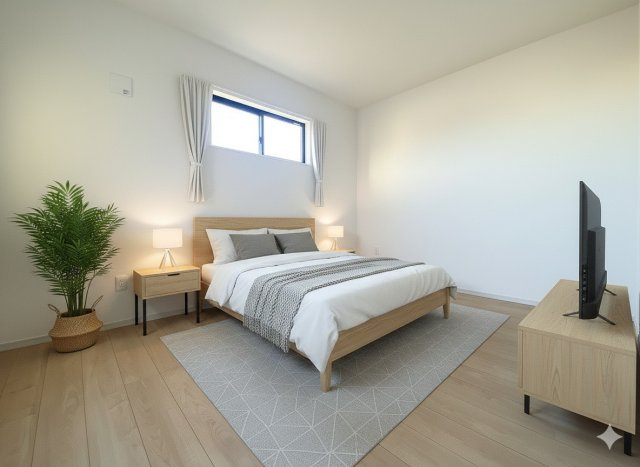 流山市平和台5丁目　新築戸建　全2棟　2号棟の洋室|現況の物件写真にCGによる画像処理を行っています。家具、家電、小物、カーテン等はイメージはCGです。