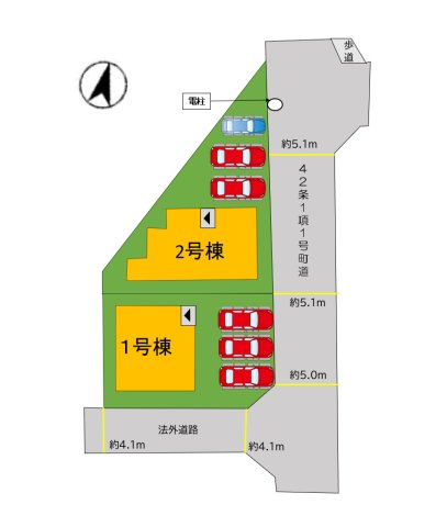 糟屋郡志免町片峰中央4丁目第1-2棟（1号棟）の区画図|配置図（1号棟）