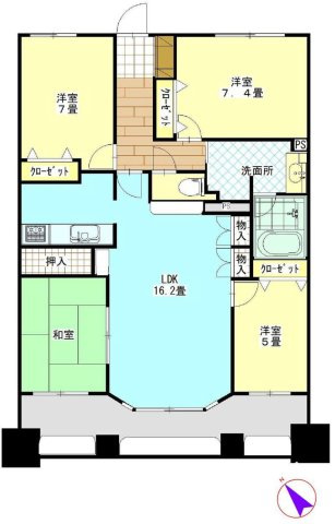 【間取り】 | グリーンティエラ星が丘 | 4LDKはリビングダイニングキッチンと4つの居室がある間取りで、大家族や二世帯住宅に最適。広々としたリビングで家族団らんを楽しみ、個室でプライベートな時間も確保でき、快適な生活を送ることができますよ。